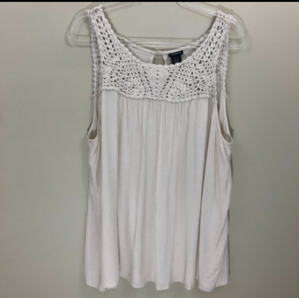 Torrid Cream Knit Crochet Top 3X